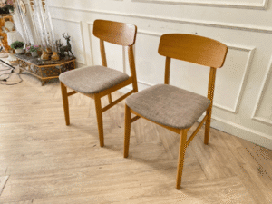 Gray wooden chair with fabric cushion, modern style