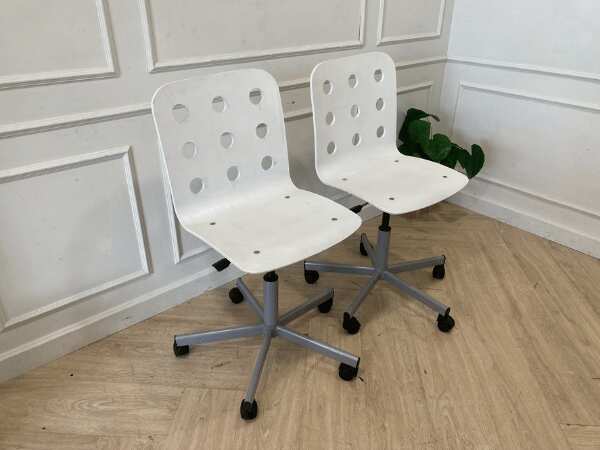Wooden chair, steel legs, white