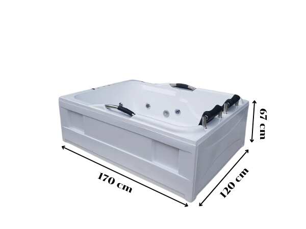 Corner bathtub for 2 people, size 1.7 meters, whirlpool bathtub, spa bathtub, jacuzzi bathtub, soaking tub