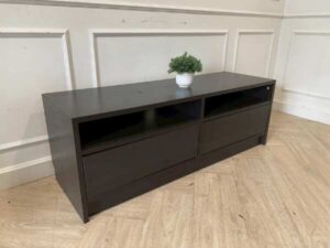 TV cabinet with 2 drawers, wooden frame, black