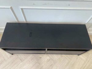 TV cabinet with 2 drawers, wooden frame, black