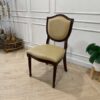 Wooden chair, leather seat, cream color, vintage style