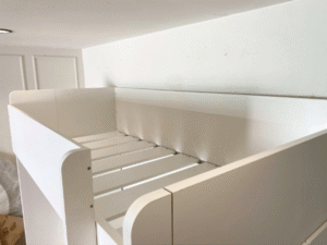 3-foot high bed with table and storage, Ikea brand, SMÅSTAD model