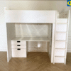 3-foot high bed with table and storage, Ikea brand, SMÅSTAD model