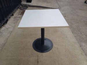 Wooden table, steel legs, 75x75 cm