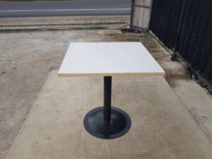 Wooden table, steel legs, 75x75 cm