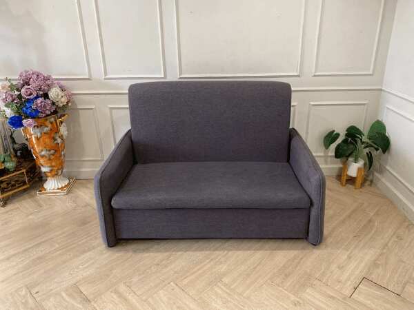 2-seat sofa bed, fabric cushion, grey