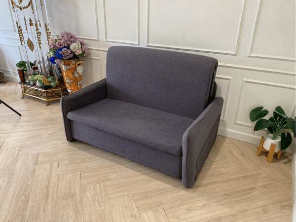 2-seat sofa bed, fabric cushion, grey