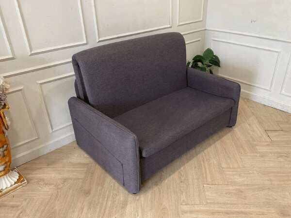 2-seat sofa bed, fabric cushion, grey