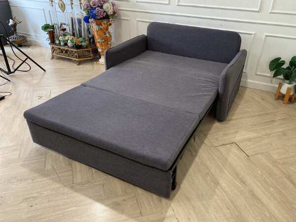 2-seat sofa bed, fabric cushion, grey