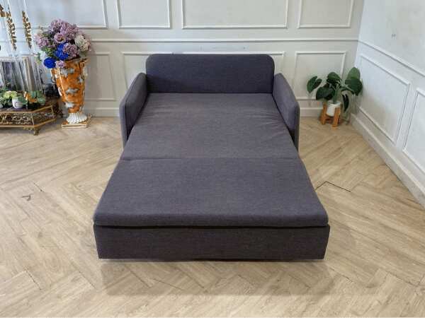 2-seat sofa bed, fabric cushion, grey