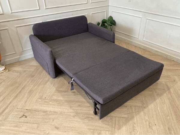 2-seat sofa bed, fabric cushion, grey