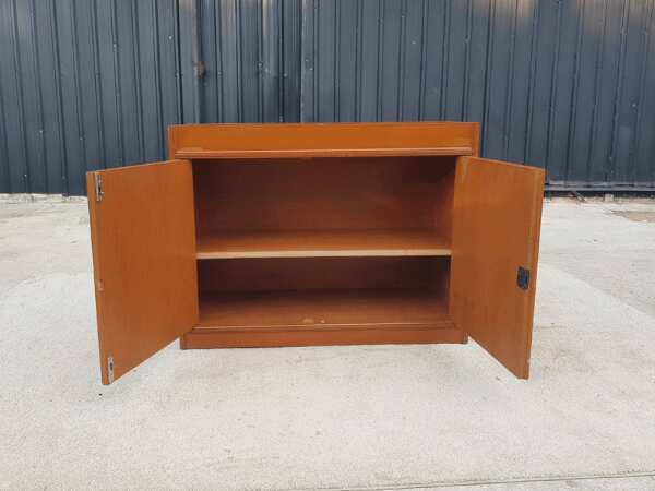 2-door document cabinet, wooden frame, dark brown color