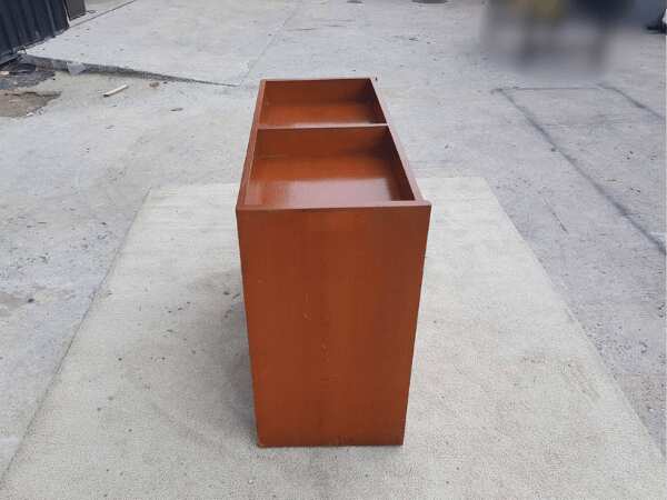 2-door document cabinet, wooden frame, dark brown color
