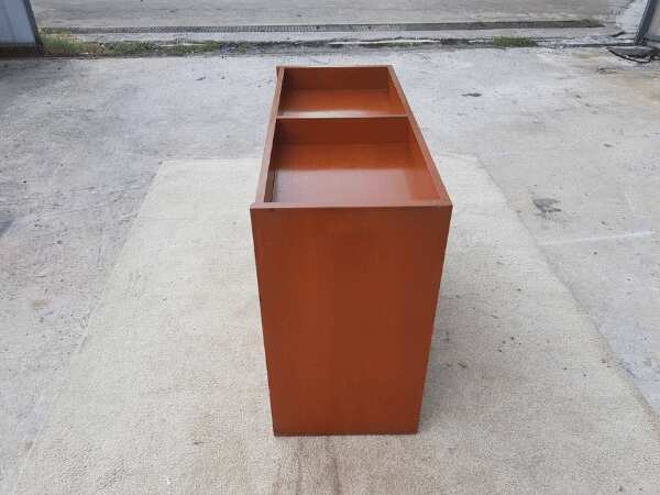 2-door document cabinet, wooden frame, dark brown color