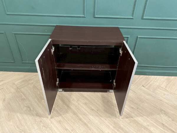 2-door wooden cabinet, glass top, black