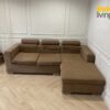 Corner sofa L-shaped, 3 seats, fabric cushion, brown, index brand
