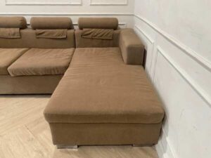 Corner sofa L-shaped, 3 seats, fabric cushion, brown, index brand