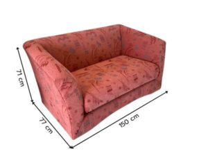 2-seat sofa, fabric cushion, red, 150 cm