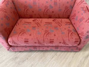 2-seat sofa, fabric cushion, red, 150 cm