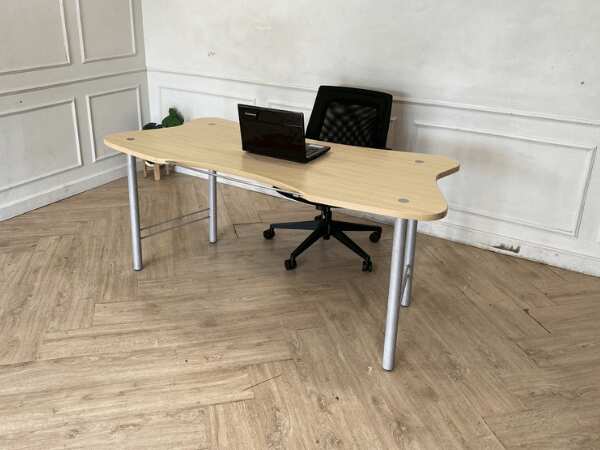 Work desk, steel legs, wooden top, 170 cm