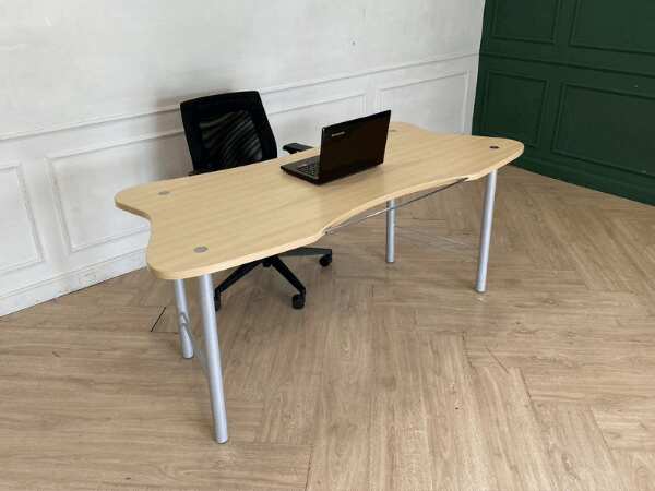 Work desk, steel legs, wooden top, 170 cm