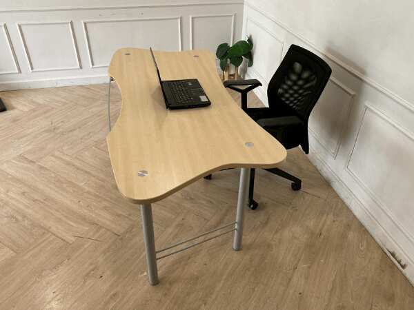 Work desk, steel legs, wooden top, 170 cm