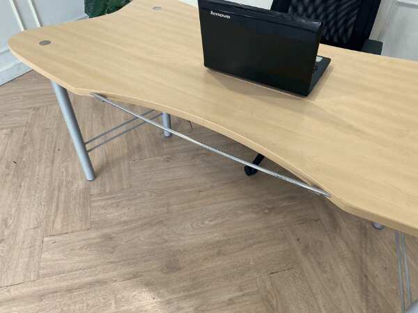 Work desk, steel legs, wooden top, 170 cm
