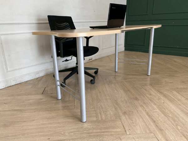 Work desk, steel legs, wooden top, 170 cm