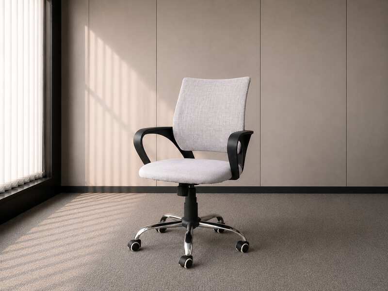 Office chair, fabric cushion, mesh backrest, grey_023C6KXEHP