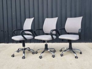 Office chair, fabric cushion, mesh backrest, grey_023C6KXEHP