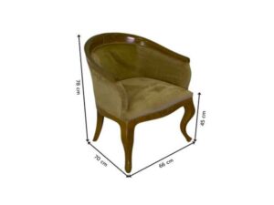 Brown armchair with velvet upholstery and wooden legs._029QH4UNX2