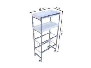 4-Tier Shelving Unit with Steel Legs and Casters, White (3)