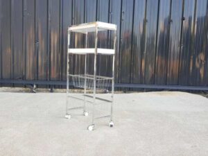 4-Tier Shelving Unit with Steel Legs and Casters, White (3)