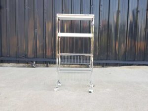 4-Tier Shelving Unit with Steel Legs and Casters, White (3)