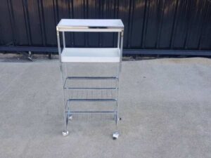 4-Tier Shelving Unit with Steel Legs and Casters, White (3)