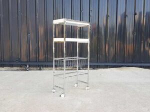 4-Tier Shelving Unit with Steel Legs and Casters, White (3)