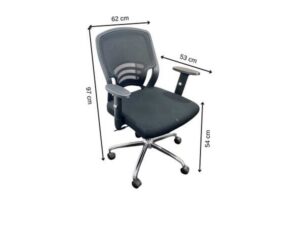 Office chair, steel legs, fabric seat, mesh backrest, black, Perfect brand.