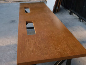 Work desk, 2 seats, wooden top, steel legs, with wheels._0H99C25FEI
