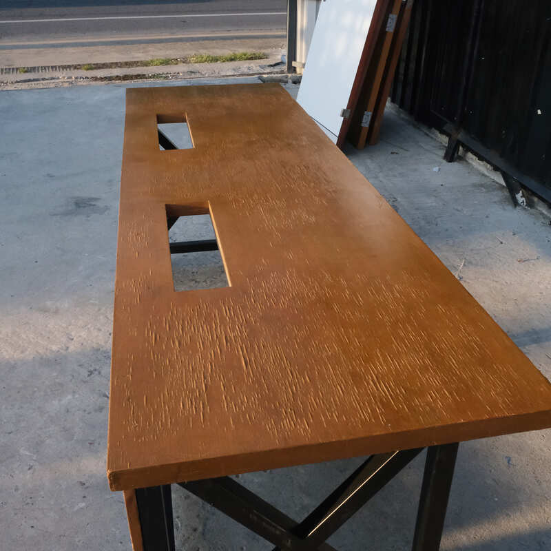 Work desk, 2 seats, wooden top, steel legs, with wheels._0H99C25FEI