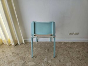 Blue dining chair with seat cushion, IKEA brand (1)