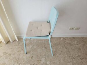 Blue dining chair with seat cushion, IKEA brand (1)