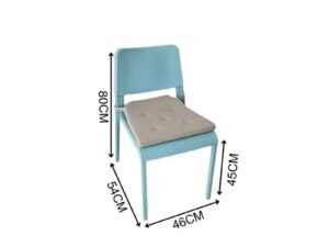Blue dining chair with seat cushion, IKEA brand (1)