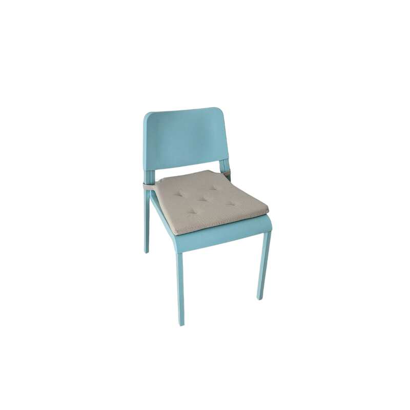 Blue dining chair with seat cushion, IKEA brand (1)