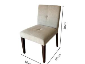 Modern style chair with grey fabric upholstery and wooden legs._11K3ZTNHRR