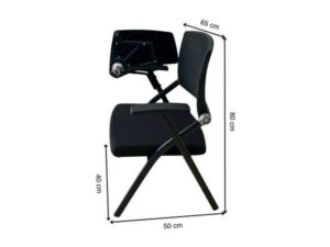 Lecture chair, steel legs, fabric cushion, mesh backrest, black._13NNO6IWPZ