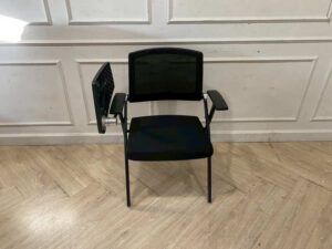 Lecture chair, steel legs, fabric cushion, mesh backrest, black._13NNO6IWPZ