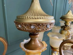 Gold-colored glass chandelier