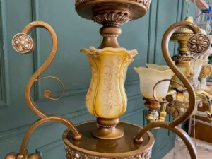 Gold-colored glass chandelier