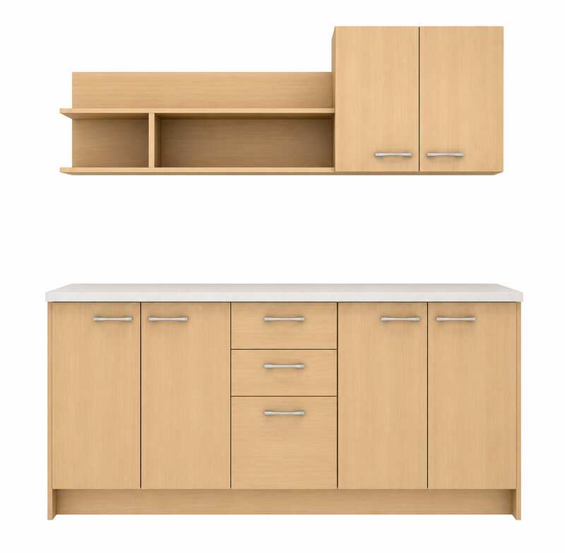 Wall-mounted storage cabinet with doors and shelves.